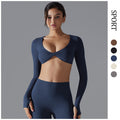 European and american sexy push-up long sleeve yoga top - barely there feel, quick-dry, compression sports t-shirt - casual running & fitness top for women