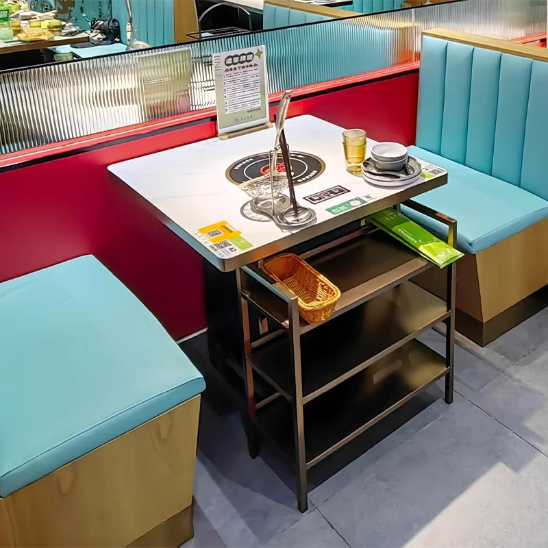 Customized hot pot barbecue table, smokeless purifier, induction cooker, integrated roasting and rinsing, skewers of fragrant barbecue shop, hot pot tables and chairs