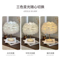 Feather table lamp bedroom living room light luxury ins warm romantic simple wedding room high-end popular creative bedside lamp