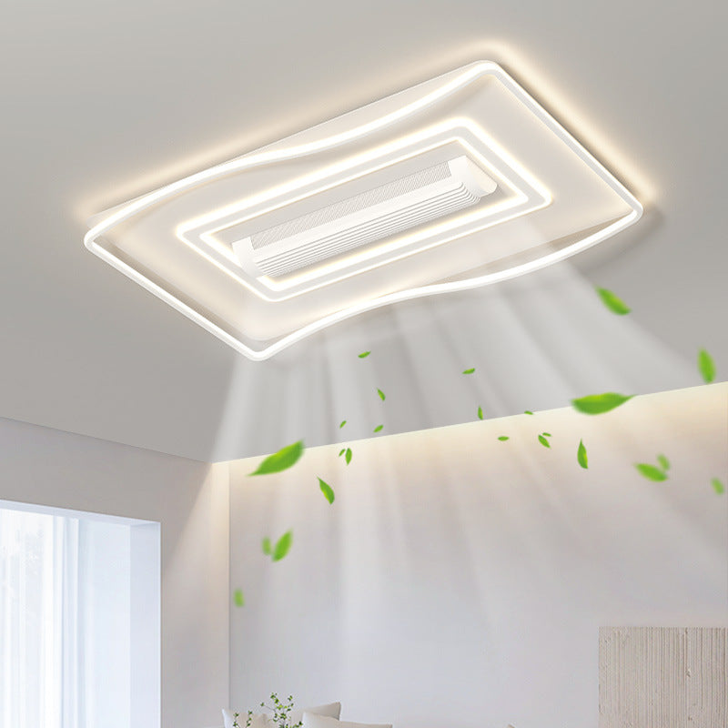 Living room bladeless fan light modern simple wavy line eye protection bedroom ceiling light whole house fan lighting package