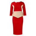 D531 european and american women's clothing  autumn/winter new fashion elegant color block office lady bodycon mini dress - export quality