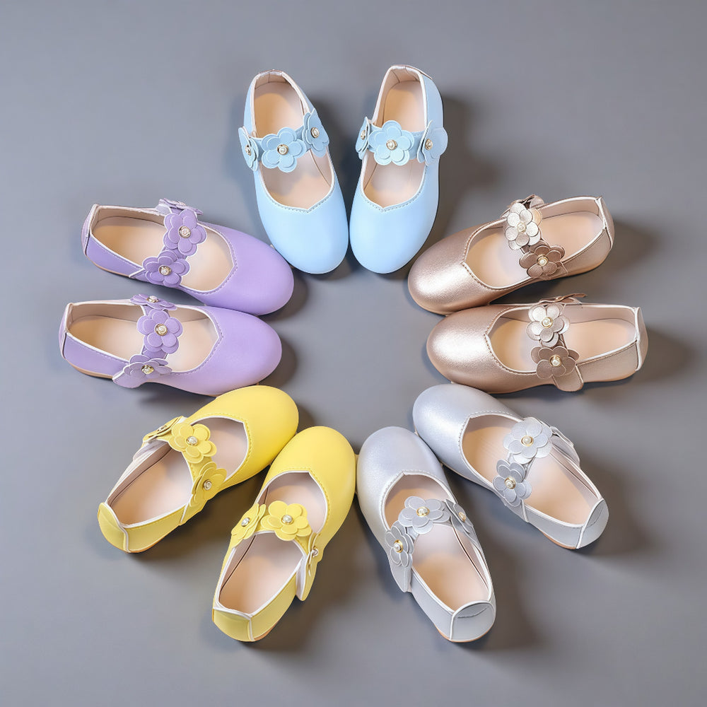 Girls' leather shoes, soft-soled british style flats for preschoolers, baby shoes, children's princess shoes, new year's performance shoes for older girls