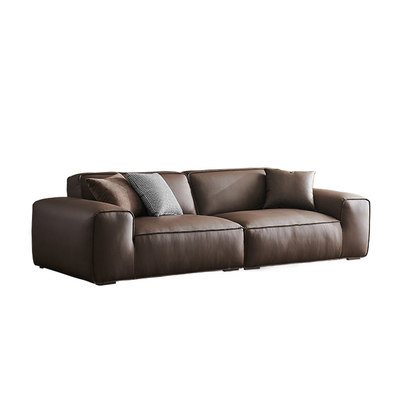 Italian normcore summer picture big black cow full genuine leather first layer cowhide sofa living room tofu block straight row retro style sofa