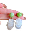 Avocado green shell earrings - women's dopamine drop earrings, 2026 new collection, high-end resort style beach earrings