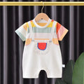 Newborn baby romper short sleeve spring/summer outfit - lightweight summer clothes for baby boys and girls - cute crawling suit for outdoor wear