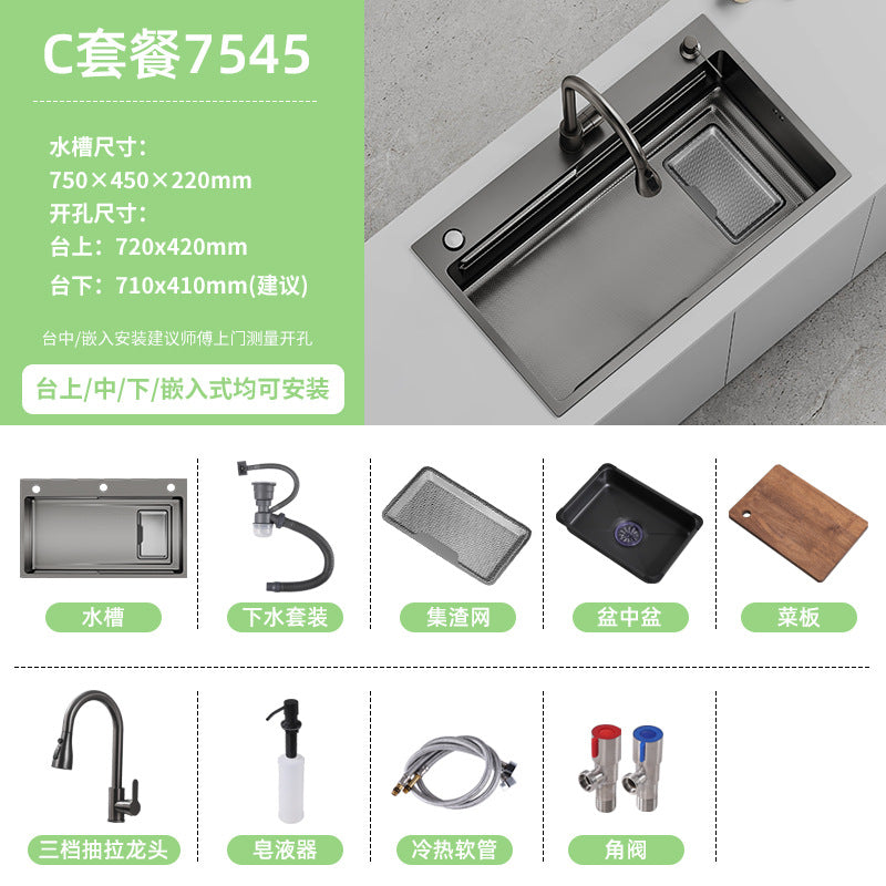 Double slag collection sink large single slot high quality stainless steel kitchen sink thickenedfor home dishwashing sink vegetable sink