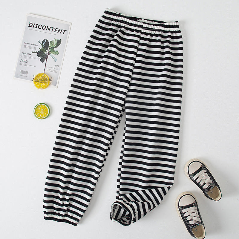Kids cool shake new arrivalsummerstripesplaidcasual pants spring & fall mother and child drapedstripesanti-mosquito pants