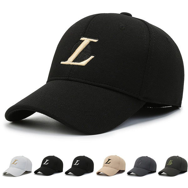 Hat men's L standard embroidery letters summer cap big head circumference baseball cap showing face small sun visor wholesale