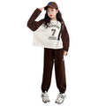 Girls' fall/winter outfit set: new  fleece-lined two-piece set for big girls - casual, cute, long-sleeved, and relaxed fit
