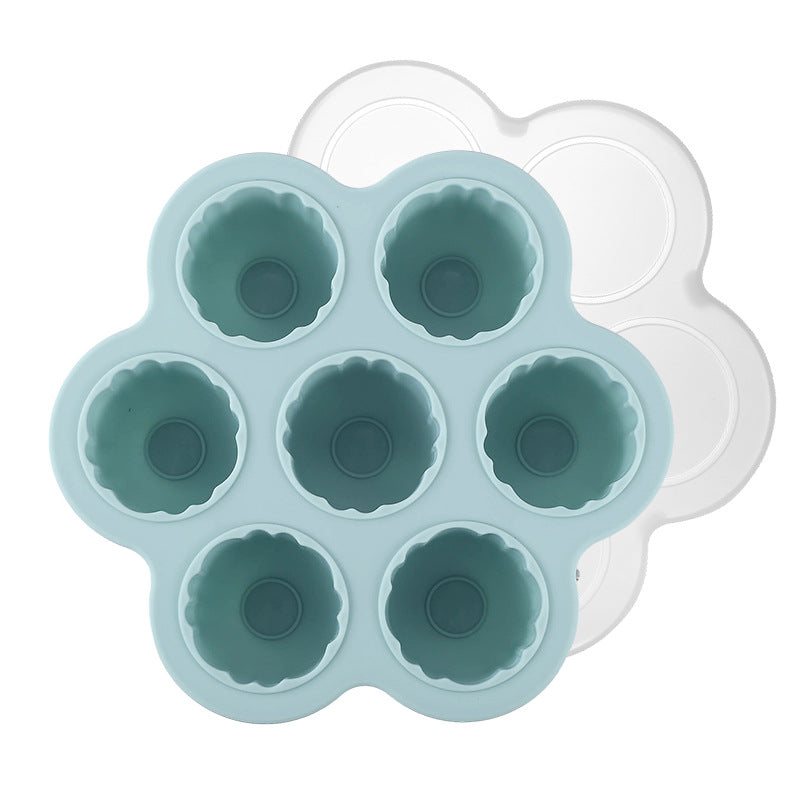 Food-grade silicone 7-cavity grapefruit-shaped jelly mold, home ice cube tray, baby food refrigeration box, ice mold with lid