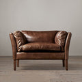 First-layer cowhide sofa, living room, chinese ancient style, small apartment, retro oil wax leather, three-person sofa