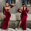 X6652 cross-border   fashion women's solid color bandeau gloves dress long gown dress