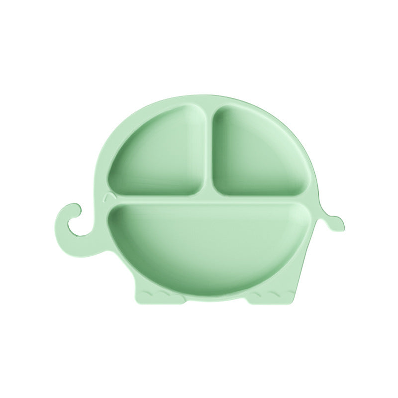 Children's silicone grid suction cup dinner plate, cartoon dinosaur integrated baby baby separation complementary food tableware customization