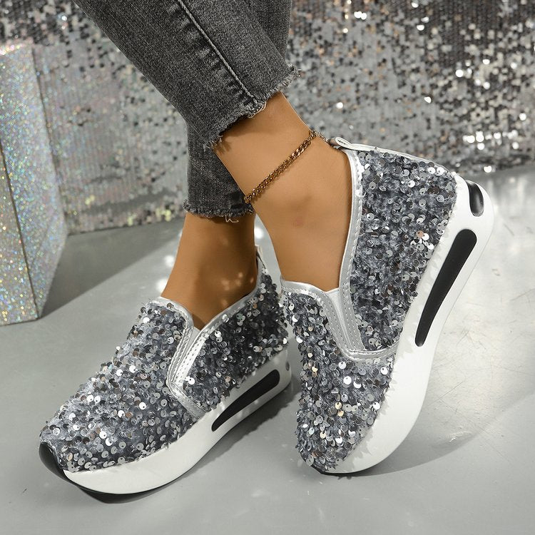women's fashion flat heel hidden wedge mesh breathable casual flats - supports cross-border platforms and dropshipping