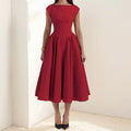 cross-border e-commerce women's fashion: european and american summer new arrivals - elegant, slim-fit, sleeveless solid color dress