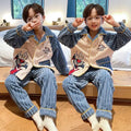 Boys' cartoon superman pajama set - warm, thickened winter loungewear for toddlers, young children, and older boys