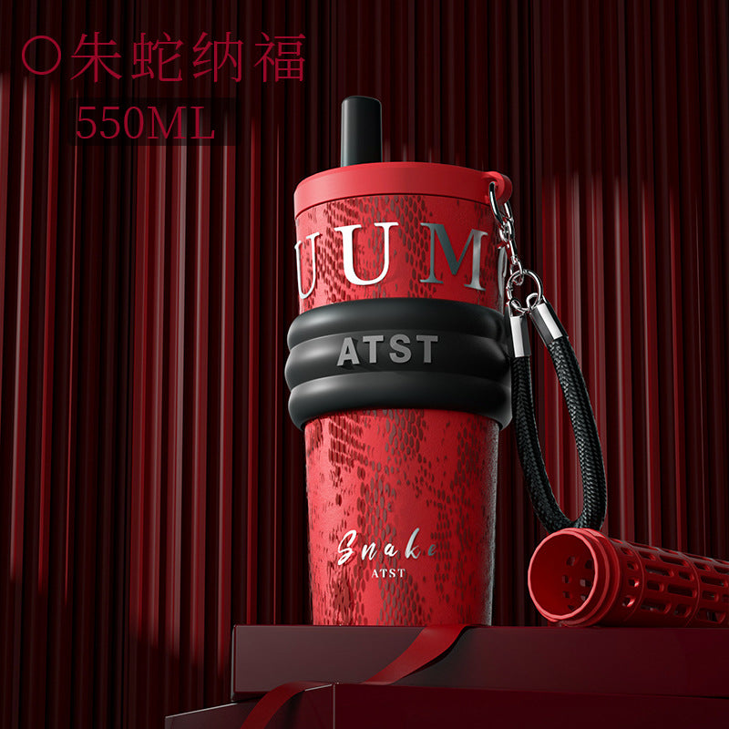 Snake comes and turns accessible luxury high-value convenient 316 stainless steel thermos cup large capacity straw cup for home water cup