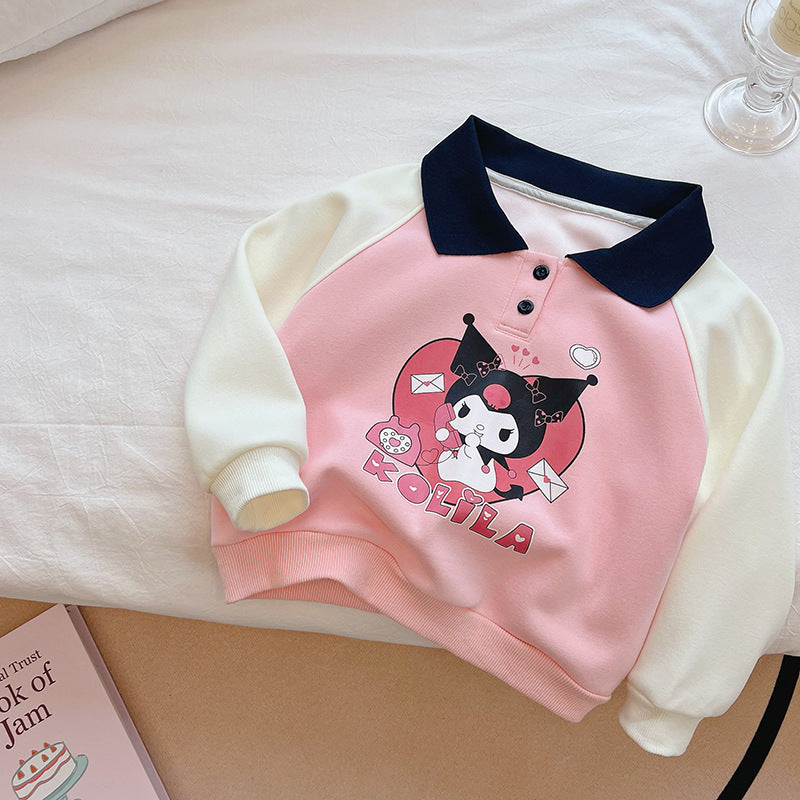 Girls' sweatshirt - new spring/autumn collection - cartoon long sleeve fashionable polo neck top for girls (wholesale)
