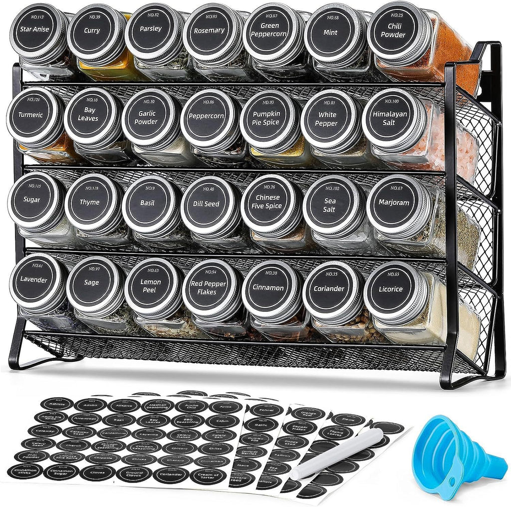 Cross-border kitchen desktop four-layer mesh seasoning rack wrought iron non-punching cabinet spice bottle storage rack wholesale