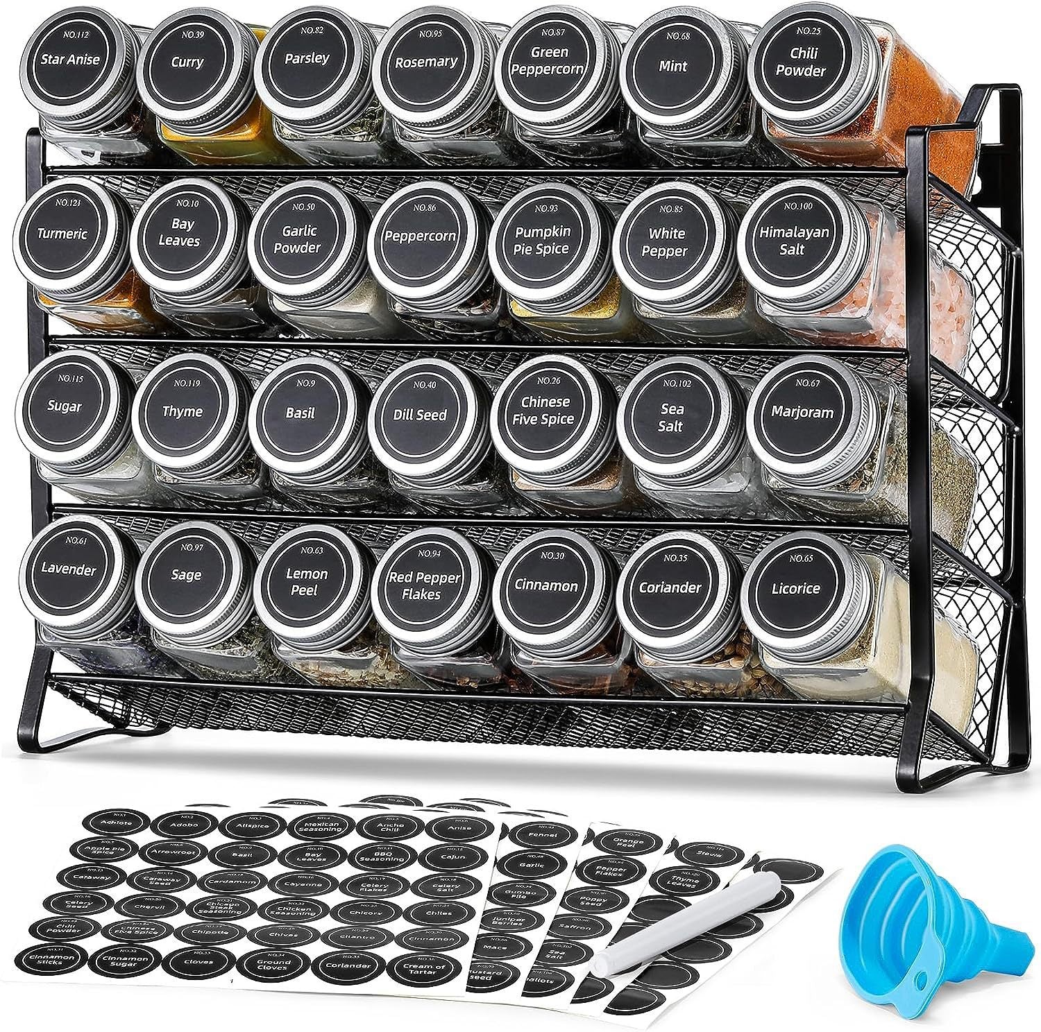 Cross-border kitchen desktop four-layer mesh seasoning rack wrought iron non-punching cabinet spice bottle storage rack wholesale