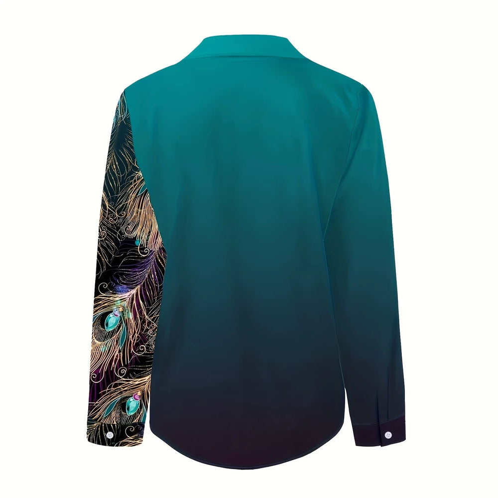 wholesale women's long-sleeved shirts, trendy all-season shirts with popular cross-border print designs, dropshipping available