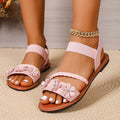 Summer new arrival: plus size floral beach sandals -  soft sole flat roman sandals for women - wholesale trendy styles