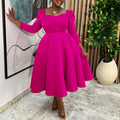 D3354  autumn/winter new women's fashion solid color square neck high waist maxi dress african style