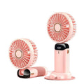 Customizable logo fan - portable handheld mini fan with 5-speed settings, silent operation, foldable design, digital display, rechargeable, and perfect for dorm use