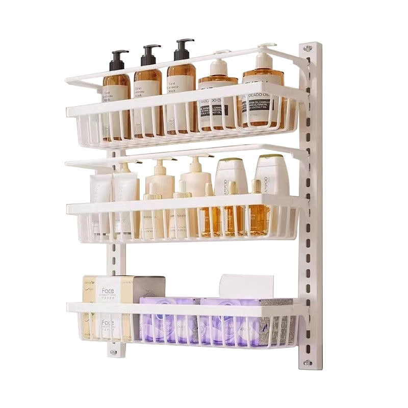 No-drill door back organizer, narrow gap wall-mounted multi-tier shelf, bathroom wall storage rack, toilet cabinet side organizer