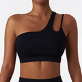 Asymmetrical shoulder shockproof yoga bra cloud feel backless sports bra irregular strap running fitness vest 6425