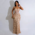 new european and american  export sequin party maxi dress - fashionable spaghetti strap bodycon a-line dress