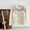 Ready-to-ship korean style girls' outfit:  autumn collection - chic purple camisole with cutout vest and casual flare pants set