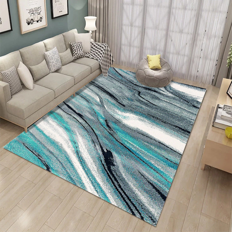 Customized cross-border drop shipping washed carpet indoor gilded abstract square floor mat printed coffee table living room bedroom floor mat
