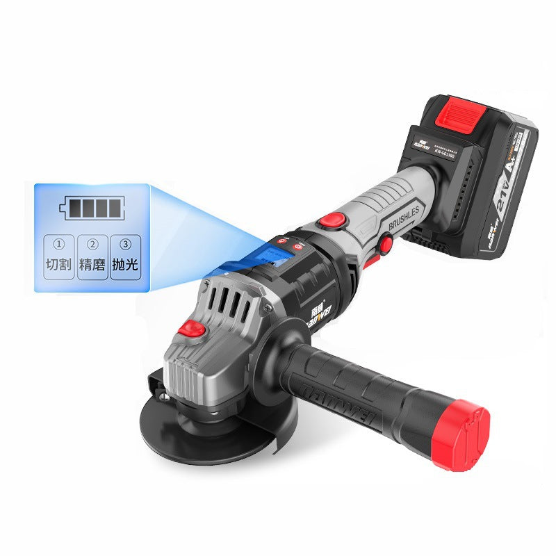 Nanwei brushless lithium battery angle grinder digital display rechargeable polishing machine pool high power cutting machine grinding machine hand grinding wheel