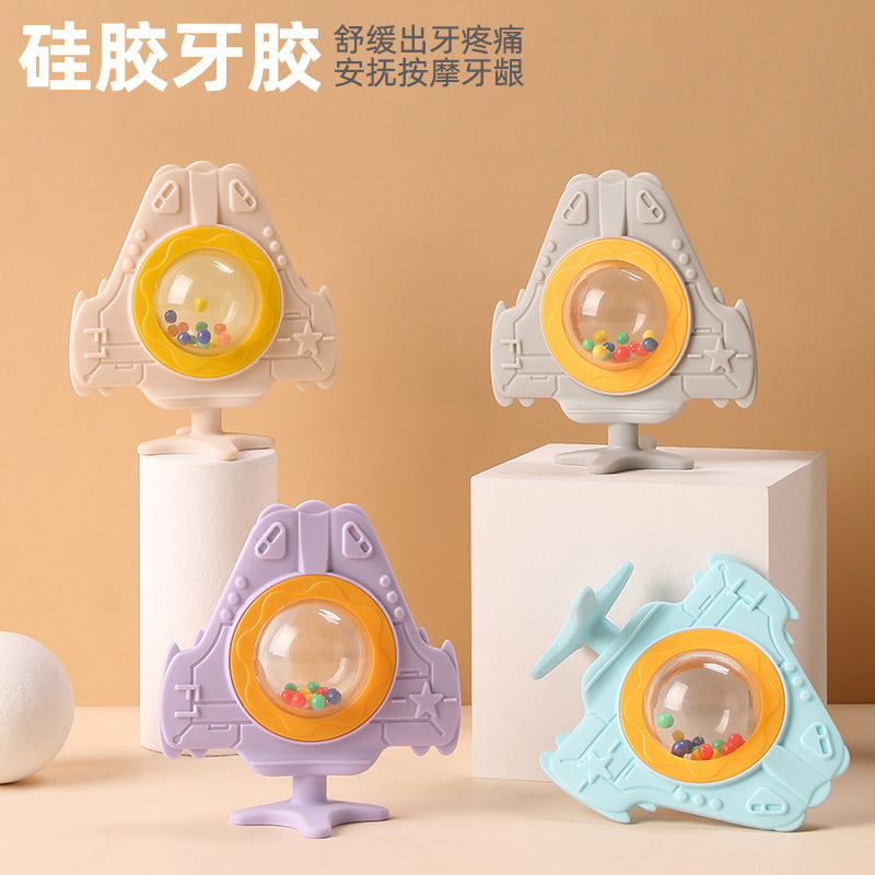 Baby silicone toothpaste manufacturers wholesale aircraft rattle tooth grinder baby educational toys baby tooth grinder soothing