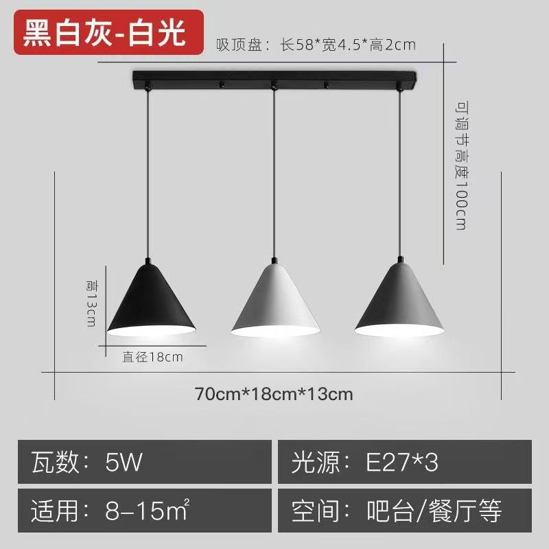 Modern minimalist luxury linear three-light pendant chandelier for dining room, bar, living room, b&b, hotel - unique nordic style