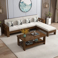 Solid wood sofa combination new chinoiseriefor home living room small apartment straight row three-person slot simple rental room single sofa