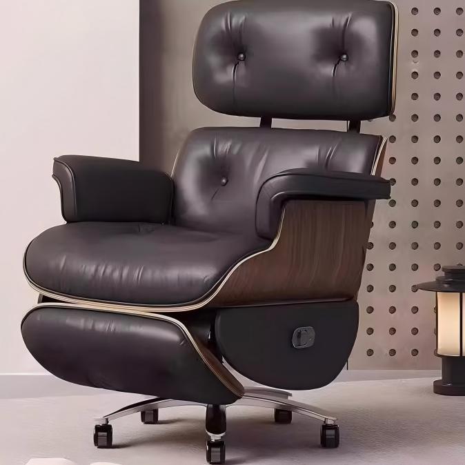 Eames electric leather office chair recliner computer chair sedentary business study boss chair eames recliner
