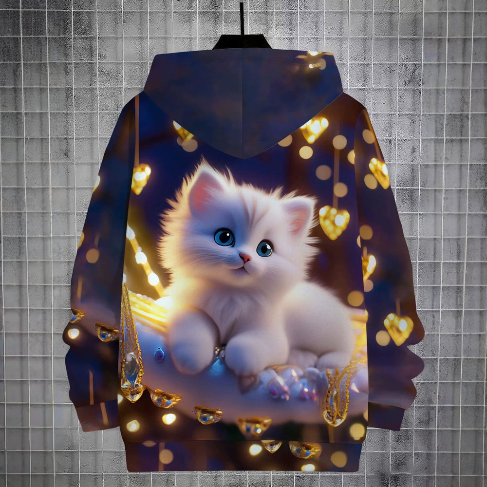 Kids' hoodie jacket, cross-border hot seller: cute cartoon print fashion zip-up hoodie for girls, dropshipping available