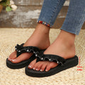 Plus size aliexpress export drag pearl rhinestone clip-on slippers cross-border new product wedge thick sole flip-flops women's slippers
