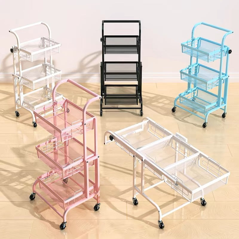 Parallel storage rack balcony movable trolley foldable floor-standing multi-layer snack succulent flower rack living room storage rack