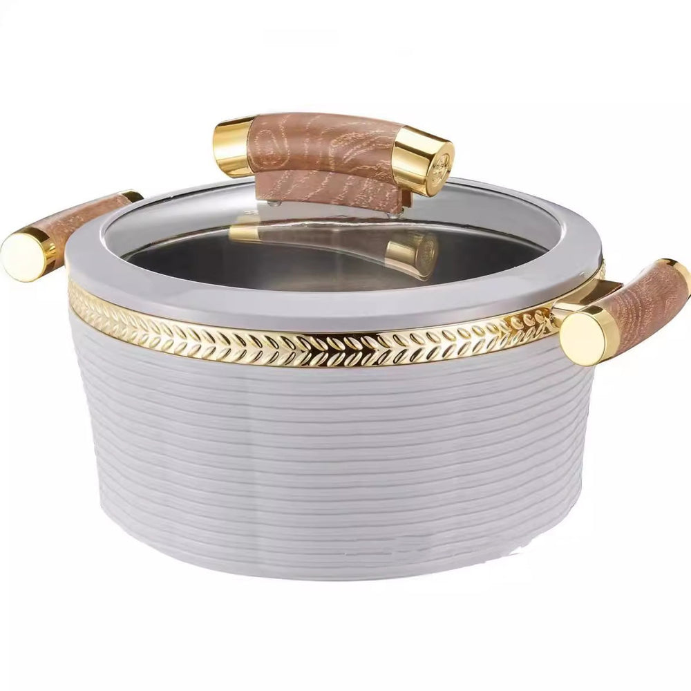 Food warmer insulated lunch box 3pcs 0.8l-2l-3.5l striped gold-rimmed food warmer