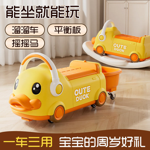 Yellow Duckling Scooter Multifunctional Peanut Cart Baby Music Twist Cart Wholesale Boys and Girls Baby Gifts