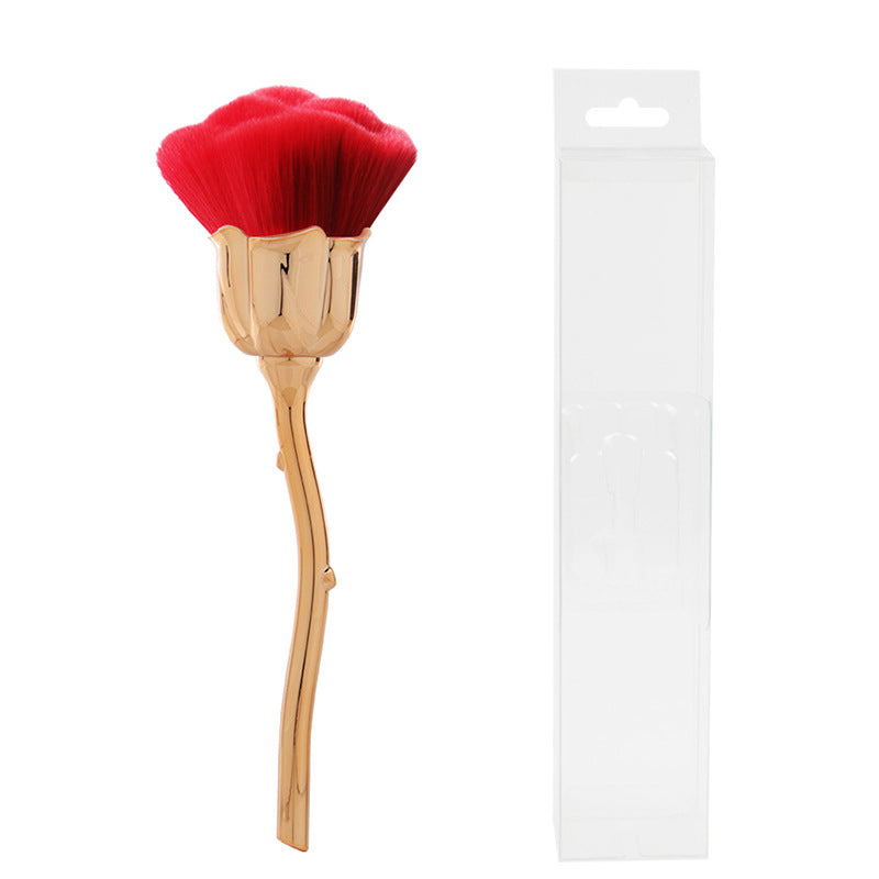 New black rose powder brush - single, soft bristle dusting brush for makeup and nail art - beginner-friendly powder brush