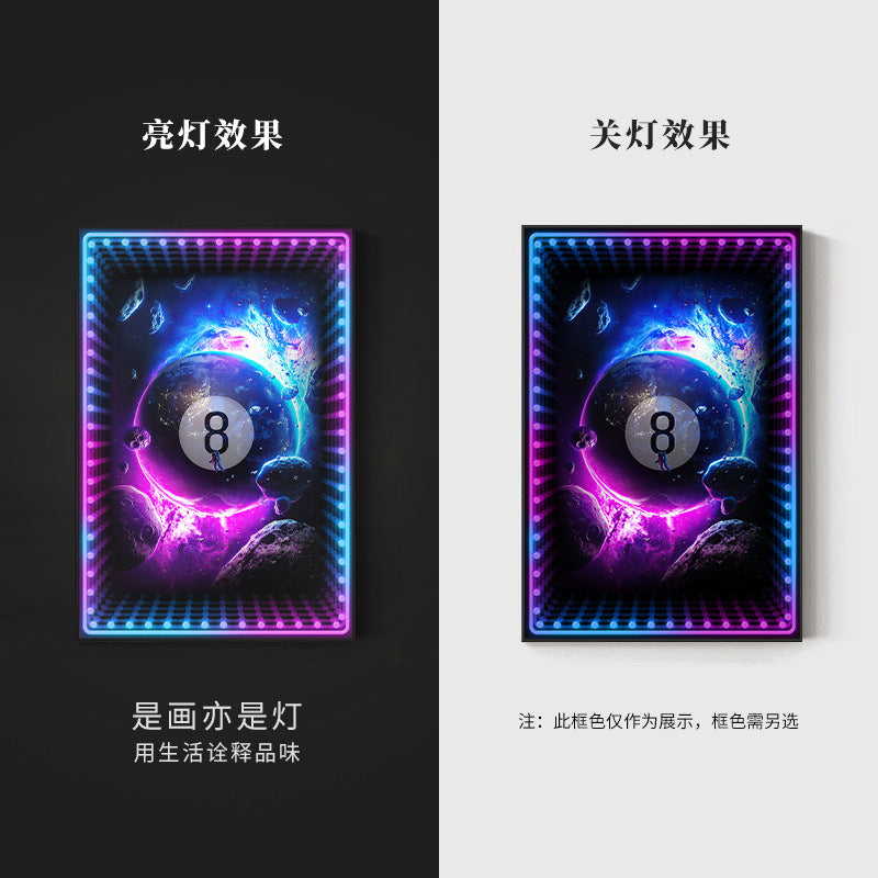 Black eight ball astronaut billiard hall wall decoration painting luminous billiard room hanging painting chess and card club atmosphere light painting