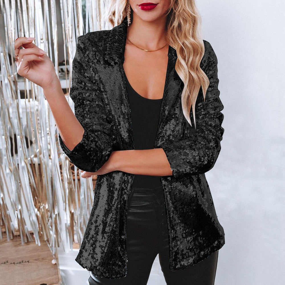 Aliexpress  european and american women casual sequin tops multi-color sequinlong sleeveselegant suit outwearins