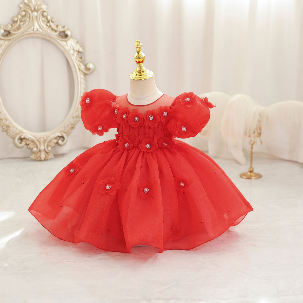 New in stock: girls' floral wedding dress princess gown - perfect for baby's first birthday party!