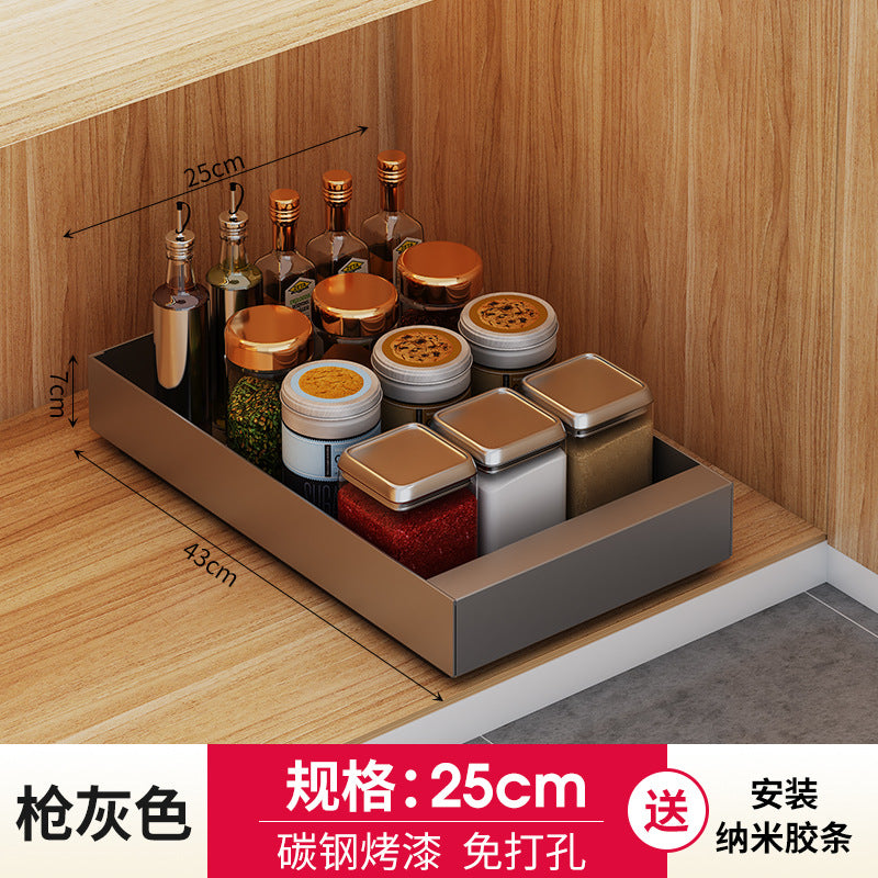 One piece of storage rack, carbon steel delivery, kitchen rack, cabinet, retractable kitchen utensils, storage, smart storage, home multi-function