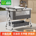 Aluminum alloy baby crib convertible to big bed, multifunctional portable folding children's bed, newborn baby bed, cradle