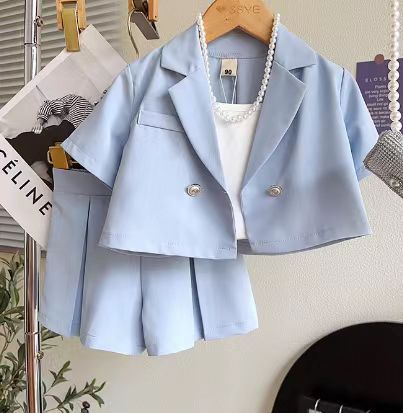 Girls' summer new french style niche outfit: blazer + wide-leg shorts - direct from the manufacturer